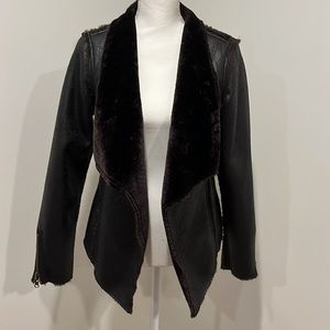 Sanctuary Brown faux fur and faux leather jacket